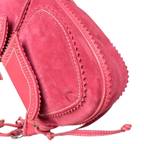 Isabella fiore pink suede leather eyelet hobo bag - Picture 6 of 13